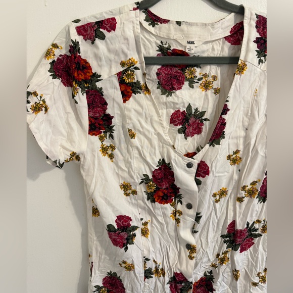 Vans White Floral Button-Front Dress Size large NWT - Picture 2 of 5